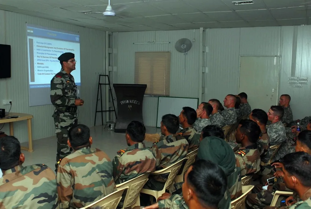 Cadets in disciplined formation during morning drill